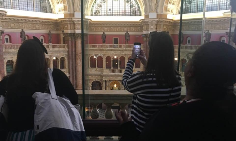 Point of view photo of members looking at Library of Congress Reading Room